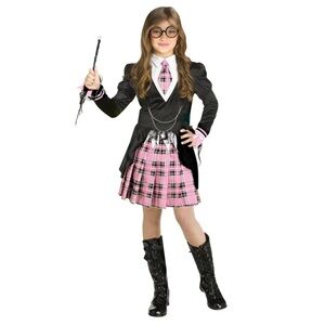 Academia Kids Trendy Pink and Black Plaid Costume Size Large 12/14 NEW!
